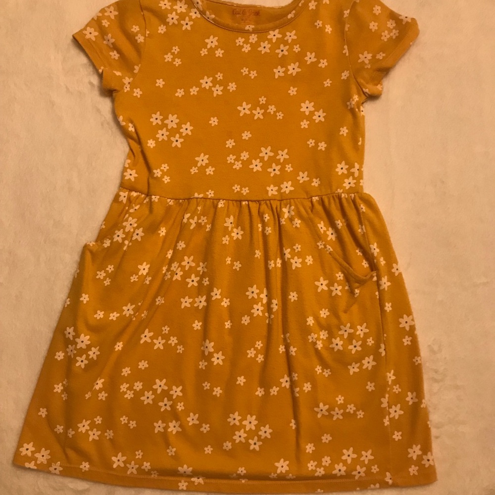 Cat & Jack Yellow Floral Kids Dress USED